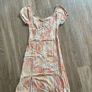 Roxy Orange and Cream Midi Dress